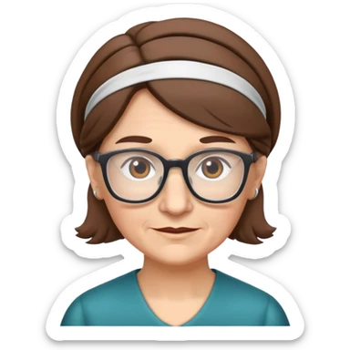 old white teacher brown hair with headband and glasses sticker