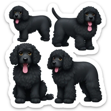 Large black doodle dog sticker