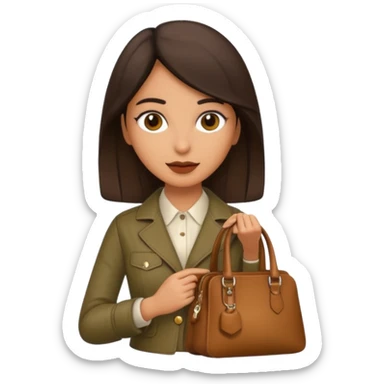 italian female with italian fashion style, holding bag sticker