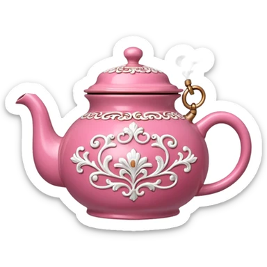 Pink steaming and boiling  tea pot sticker