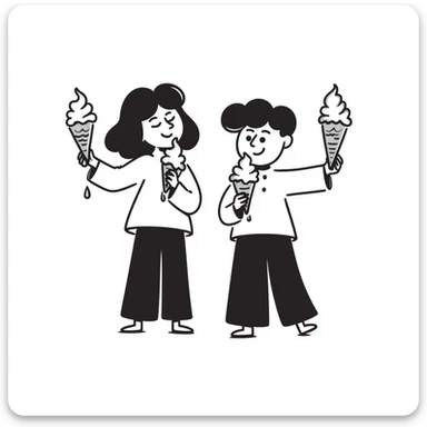 happy children with melting ice cream cones sticker