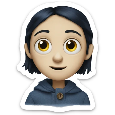 Coraline with button eyes sticker