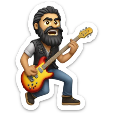 angry Gipsy guy with beard playing electric guitar sticker