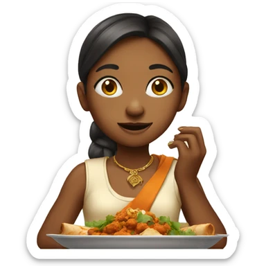 Light Girl eating Indian food sticker