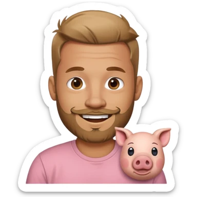 mischevious devil guy thats not scary, just a t-shirt with a beard and a pig nose sticker