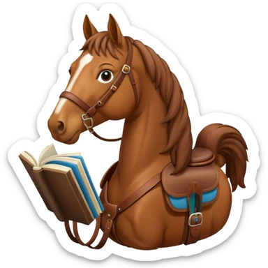 brown horse with book sticker