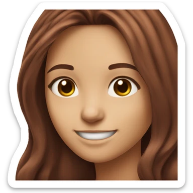 Smiling brunette girl long burgundy hair brown eyes small nose and big perfect smile  sticker