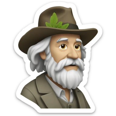 Walt Whitman with leaves of plants sticker