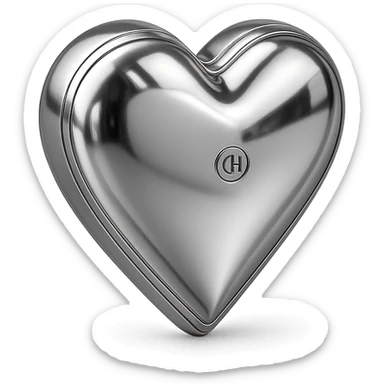 heart with a chrome finish, digital illustration style sticker
