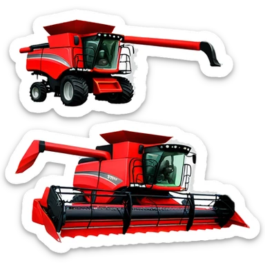 red combine harvester sticker