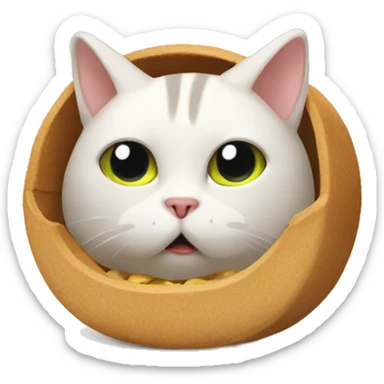 Cat hiding food sticker