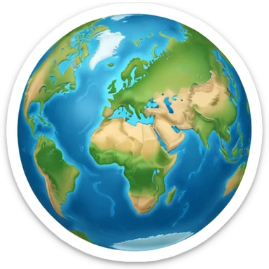 globe showing Earth with continents sticker