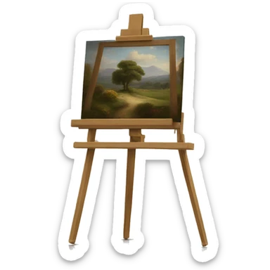 easel with a painting
 sticker