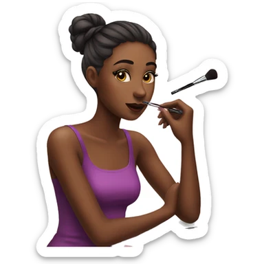 girl doing her makeup in front of a makeup vanity sticker