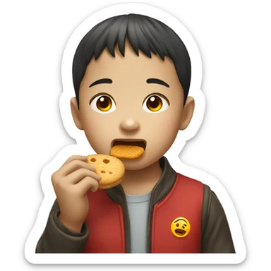 chinese kid eating a biscuit  sticker