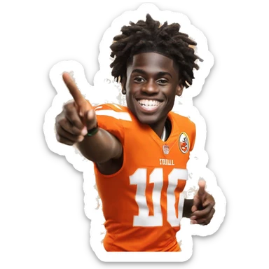 tyreek hill doing the peace sign while running with Gatorade logo in background sticker