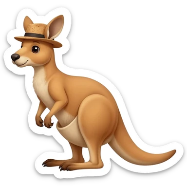 Kangaroo wearing cork brimmed hat sticker