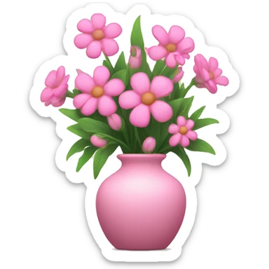 Pink flowers in vase sticker