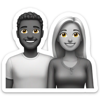 smiling couple in greyscale sticker