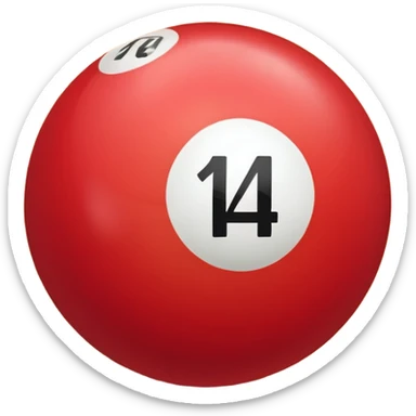 The number 14 on a red pool ball sticker
