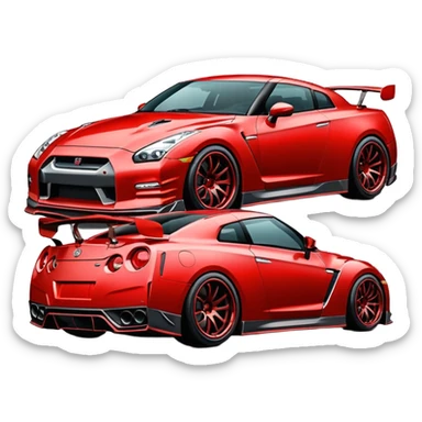 GTR com body kit vermelha um único carro só sticker