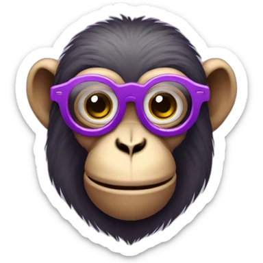 Monkey avec des lunettes rond et un pull mauves sticker