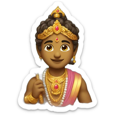 A emoji with lord krishna in beautiful image in cute little lord sticker