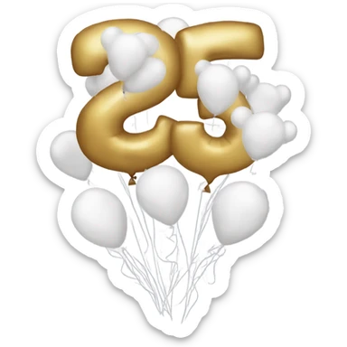 The number 25 with white balloons  sticker