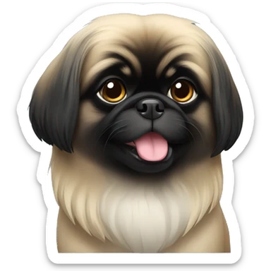 the dog of the Pekingese breed is black sticker