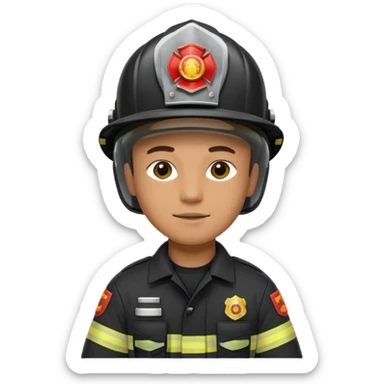 Firefighter with Black uniform sticker