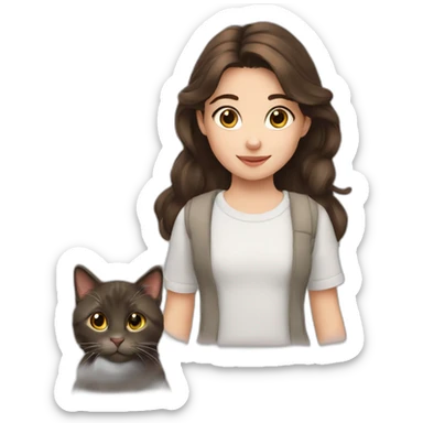 Kid brunette Anastasia cat lover sticker