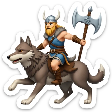 Viking Warrior Riding A Wolf  sticker