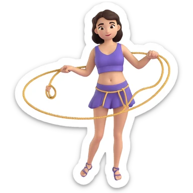 girl in a top up to her belly button twirls a lasso in her hands sticker