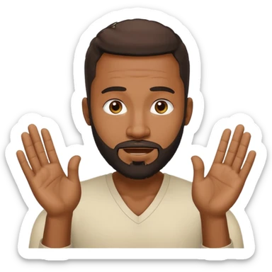 BLACK MAN WITH LOW CUT BEARD SAYING WHO CARES?! MOTIONING HANDS  sticker