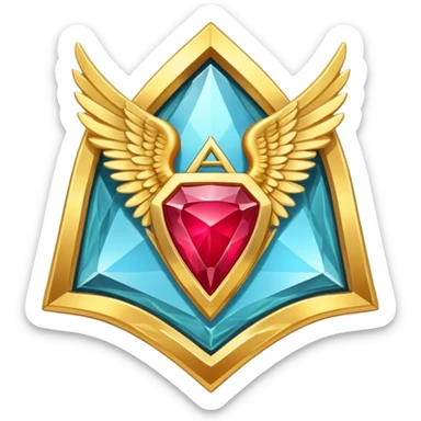 Triangle Rubby stone award-in-frame-decorated-with-golden-angel--wings sticker