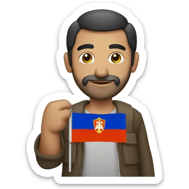 Armenian man holding the Armenian flag sticker