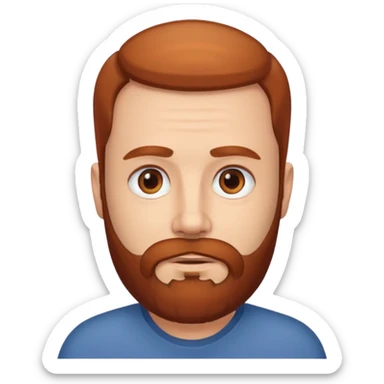 semi balding man with beard. brown eyes and brown/red beard sticker