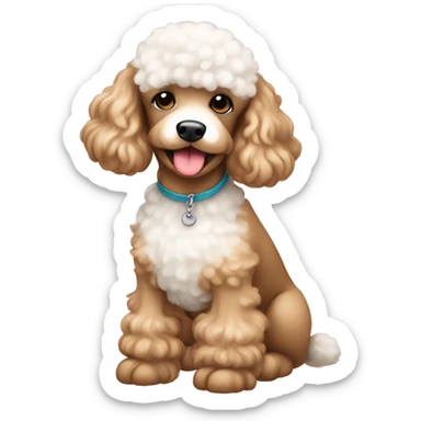 Tan and white poodle  sticker