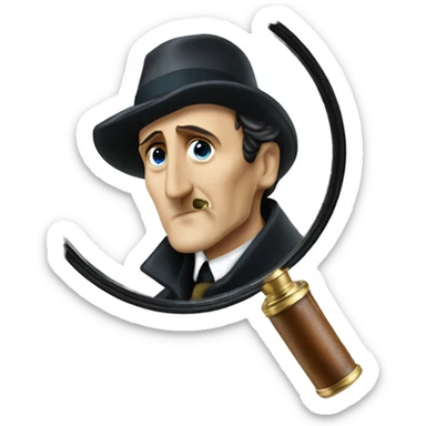 Basil rathbone as Sherlock holmes with deerstalker hat looking through magnifying glass sticker