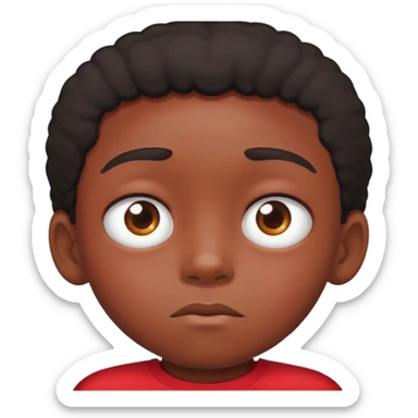 Sped black kid ￼ with lazy eye wearing red shirt sticker