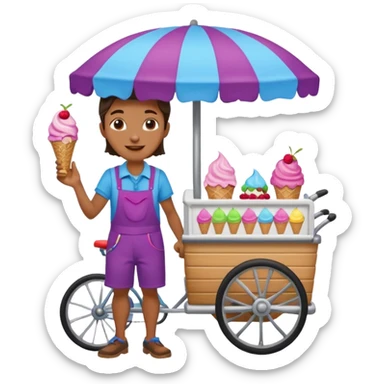 Vendor + berry cart,Ice Cream Vendor. sticker