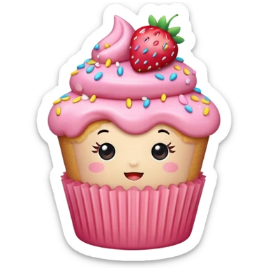kawaii strawberry cupcake sticker