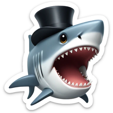 Shark with a top hat sticker