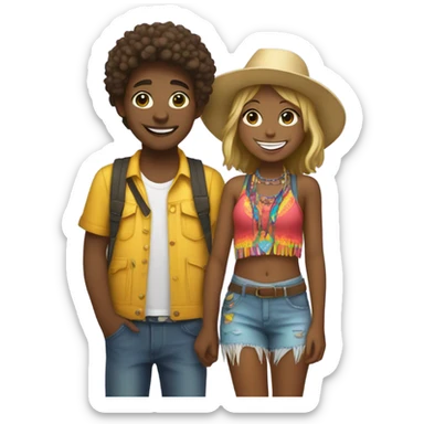 smiling girl and boy outdoors at a music festival sticker