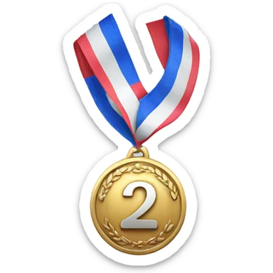 silver medal with number '2' in the middle, and lon tap sticker