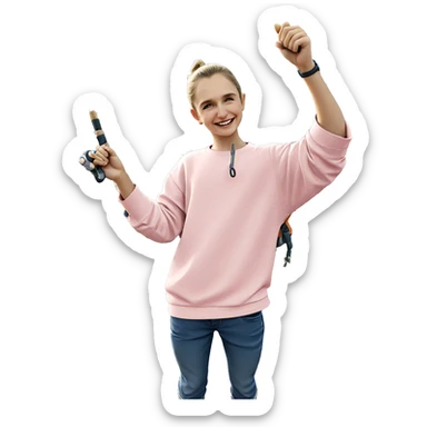 smiling boy with fishing rod sticker