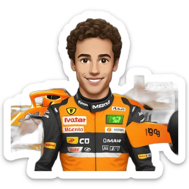Lando Norris with Orange mclaren sticker