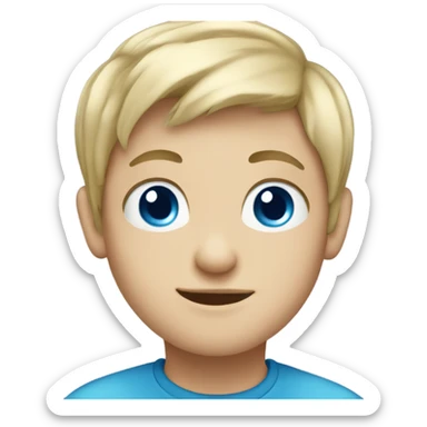 Young Caucasian boy with blue eyes and blue hair sticker