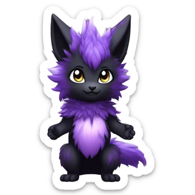 Anthro-Edgy-Cool-Black-Purple-Contrast-Colors-Fantasy-Fur-Sona-Chibi-Shiny-Fakémon-Hybrid full body sticker