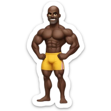 dark skinned Indian with ronnie Coleman physique sticker